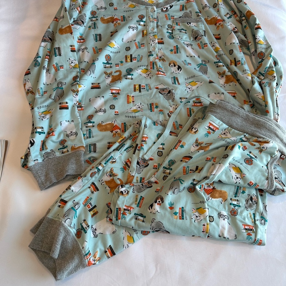 Cuddl Duds Womens Blue and Gray Pajama Set Intimates & Sleepwear